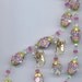 Fantastic vintage Vendome necklace, earrings -- big AB Swarovski crystals decorated with super-cool double pink and green enameled bead caps