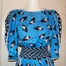 ON SALE Vtg Early 80s Jeanne Marc Blue Peasant Folk Funky Dress