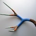 Seafoam, Gold, Orange & Blue Striped Painted Antler - Large