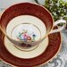 Hammersley Tea Cup and Saucer, Cranberry Red and White