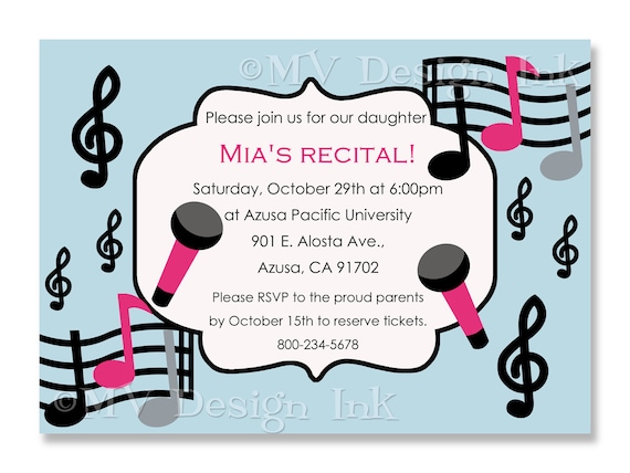 Music Recital Invitation Musical Birthday Party Invite