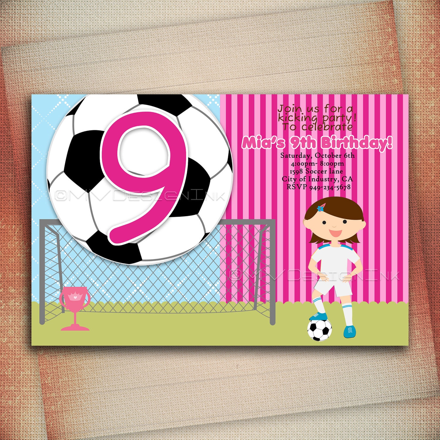 Personalized Soccer Birthday Invitation Soccer Party