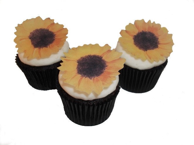 Edible Sunflowers Cake Decorations Cupcake Toppers