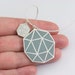 POLIEDRA sterling silver polymer clay pendant in dark green and light grey