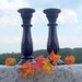 Candlesticks black large wooden chunky paris apartment two pc pillar candles shabby chic distressed Reduced 20 %