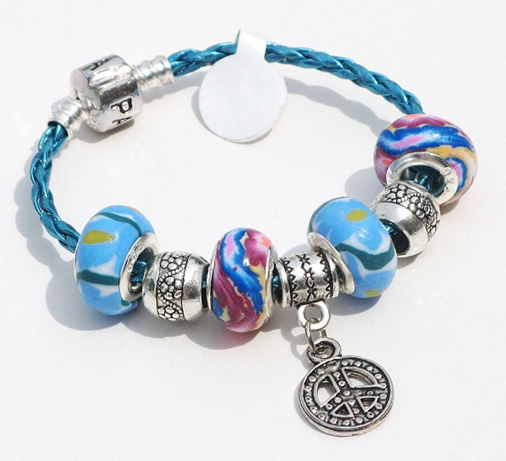 Girls TEENS bLuE PEACE OuT European Pandora by My3MiraclesBoutique