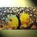 Original Abstract Textured Tree Painting, Tree of Life, Blossoming Plum Tree, White Purple Green Gold Spring Palette Knife 48x24 -Christine