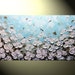 Original Abstract Palette Knife Painting, White Poppy Flowers, Textured Modern Poppies Floral, Blue Brown Fine Art 24x48" -Christine