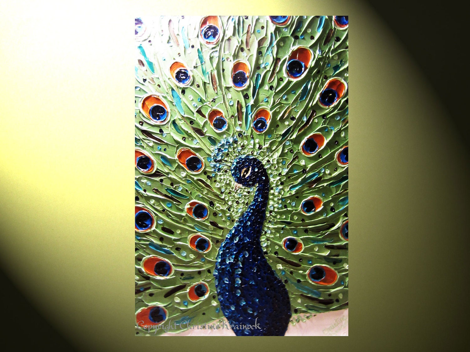 ORIGINAL Abstract Peacock Painting Modern Textured Bird