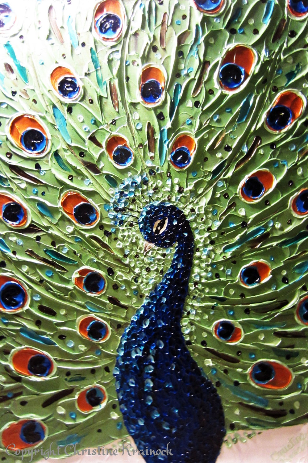 ORIGINAL Abstract Peacock Painting Modern Textured Bird