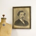 Man With Goatee Antique Charcoal Drawing in Primitive Frame