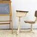 Primitive Industrial Metal School Desk and Chair