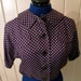 Adorable 1950s Silk Shell or Blouse or Jacket in Dark Navy with Cream Polka Dots--S,M