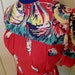 PEARL HARBOR--Fabulous Border Print 1940s Rayon Playsuit Romper Sunsuit in Red with Shell Print--S,M