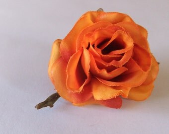 Flower Hair Clip -- Small Orange Rose