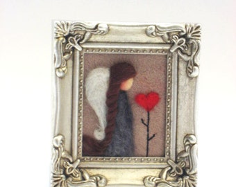 Valentines Decor - Valentines Day - Needle Felted Angel - Valentines Angel