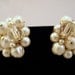 Cluster Earrings Vintage Japan White Pearl & Crystal