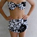 70s Bikini Swimsuit // Black and White Sandcastle Two Piece S, M