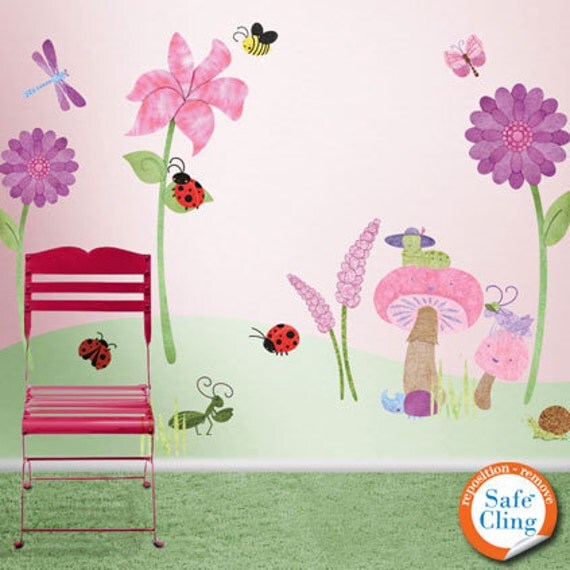 Flower and Ladybug Wall Decals for Girls Room by MyWallStickers
