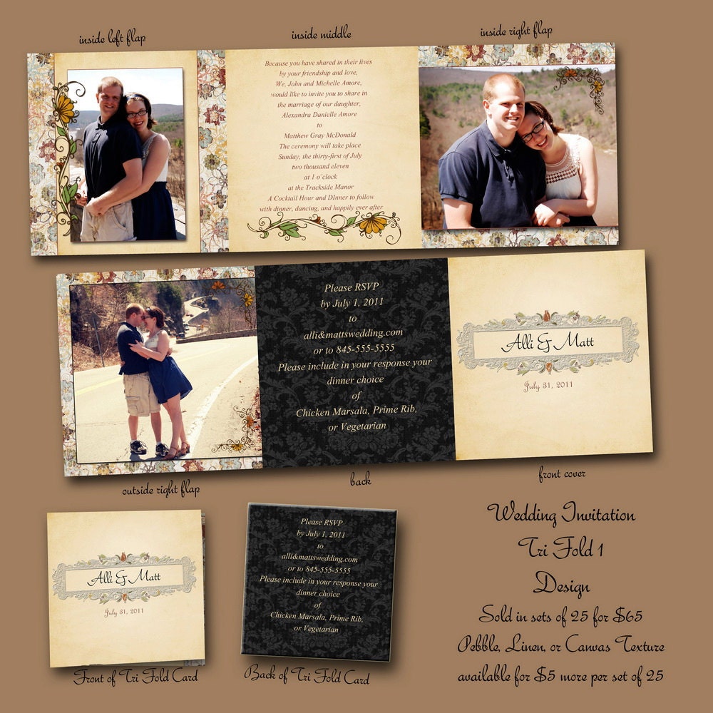 Tri Fold Photo Wedding Invitations 7