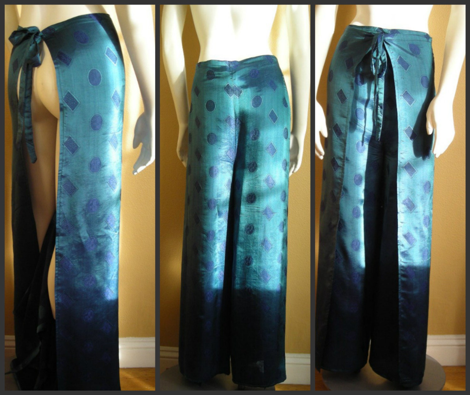 Vintage Silk Asian Wrap Pants Sarong Farewell Im Going to