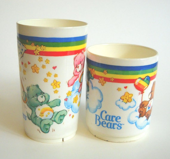 Vintage Care Bear Cups 1983 Set of Two by ManateesToyBox on Etsy