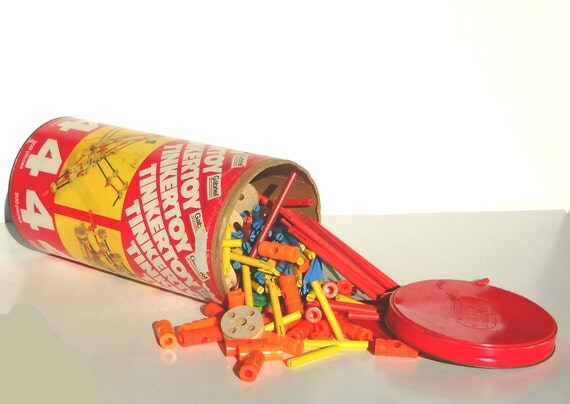 Vintage Tinkertoy Set With 319 Pieces 1970s Toy By ManateesToyBox