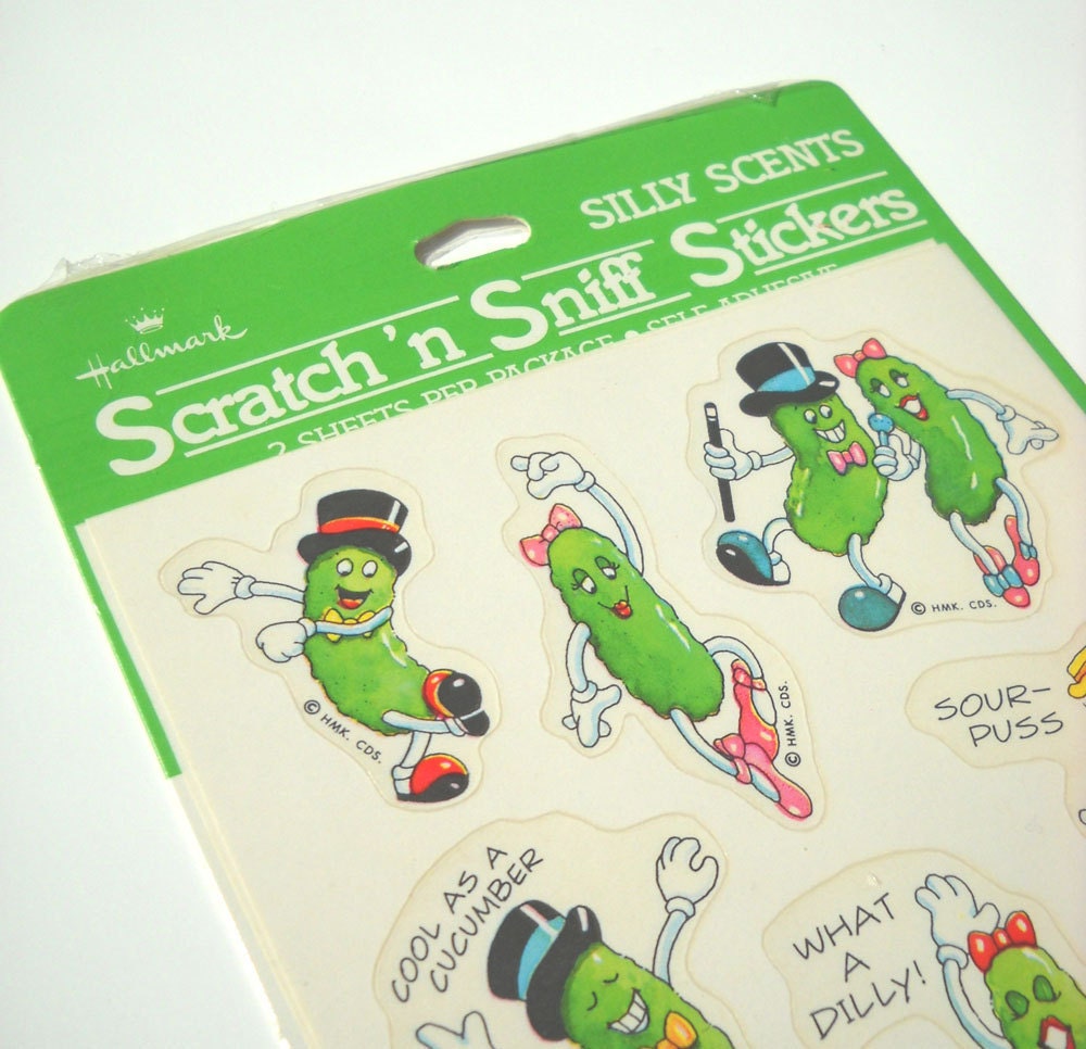 1980s Scented Stickers Pickle Scratch and Sniff