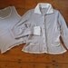 Rare Marion Foale twinset cardigan and sweater in fine mushroom wool with cream textured collar M