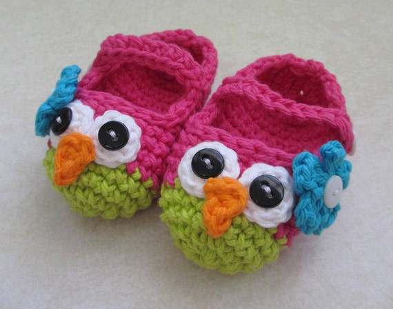 Items similar to Baby Owl Booties Mary Jane Slippers on Etsy