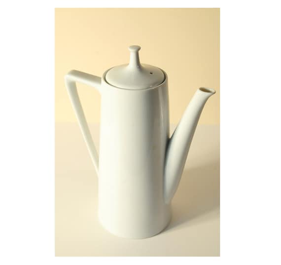 Mid Century Modern Creamy White Tall Teapot Fine China Japan