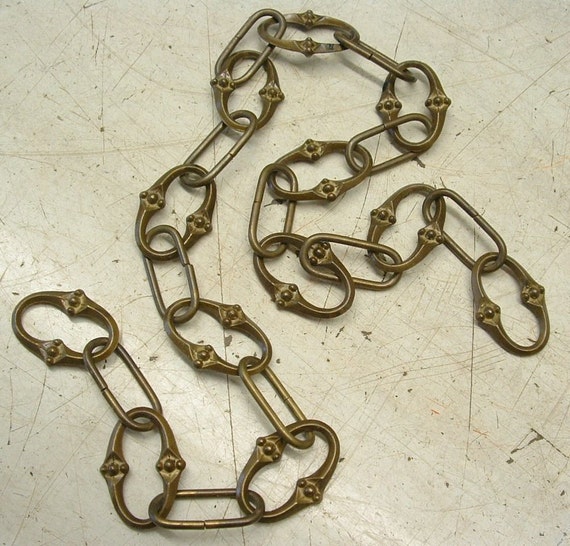 Old Vintage Ornate Brass Chandelier Light Fixture Chain for