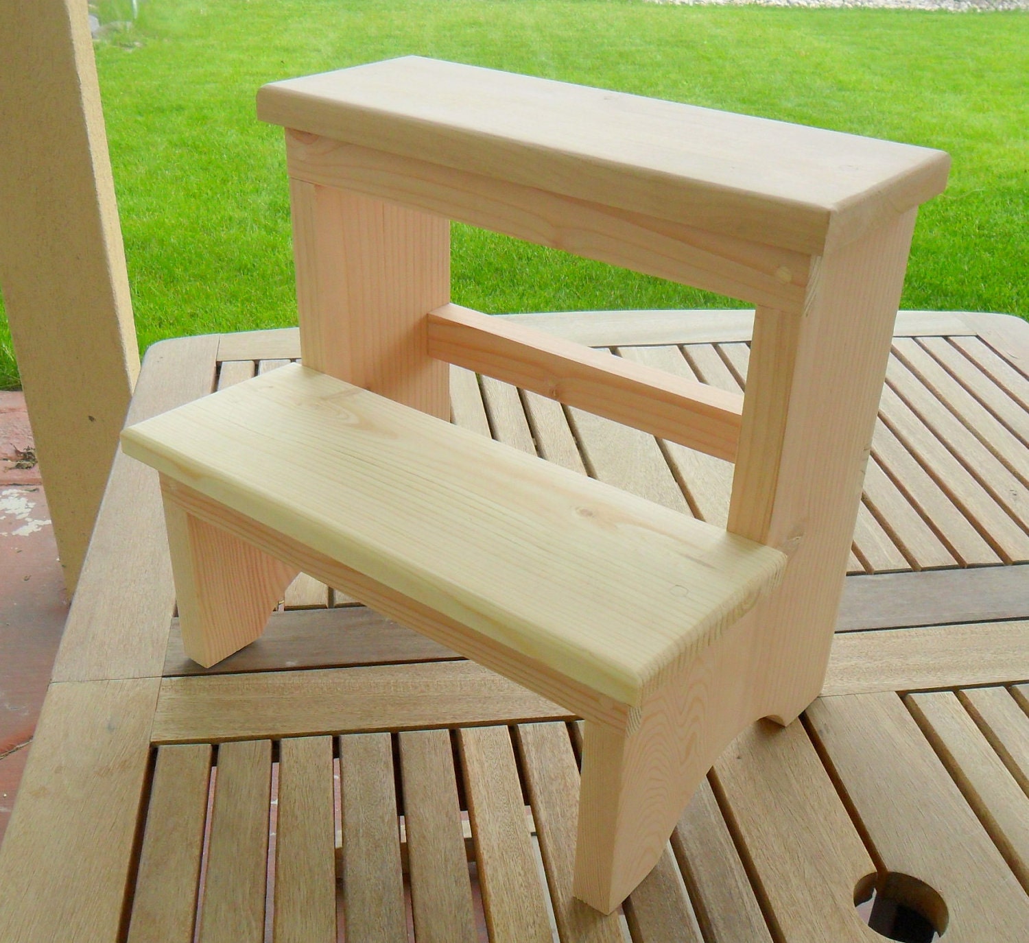 Handcrafted Shaker Inspired Wooden Step Stool Unfinished