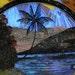 vintage BUTTERFLY WING DISH made in brazil palm tree scenic
