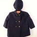 1950's Navy Military Style Double Breasted Wool Coat and Cap Set