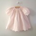 1970's Petal Pink Linen Smocked Rosette Dress