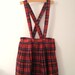 1960's Red, Blue and White Plaid Wool Pleated Dress