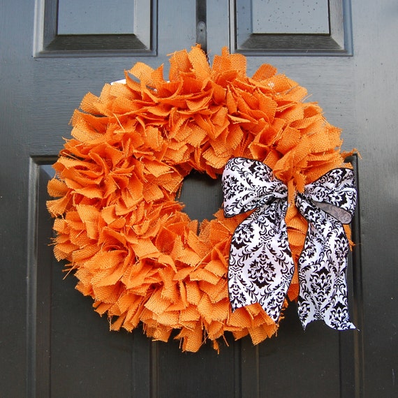 Halloween Burlap Rag Wreath