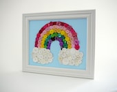 Baby Nursery Wall Art, Rainbow Button Art Wall Hanging, Button Art,  Upcycled Canvas Painting  Framed 8x10 Made to Order