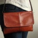 Vintage 70s Handbag Cognac Brown Leather Bag Clutch