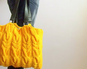 Christmas gift-Mustard handknit bag,Shoulder Bag,Handbag