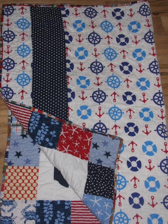 Nautical Theme Quilt With Sailboat And Michael Miller S   Il 570xN.295024656 