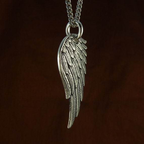 Angel Wing Necklace Antique Silver Angel Wing Pendant on