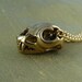 Lion Necklace Lion Skull Pendant Necklace Bronze Lion Skull Pendant on 24" Gold Plated Chain