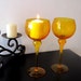 WINE GLASSES : GORGEOUS Elegant Vintage Orange- yellow Wine Glass Goblet That Can be Used as a Candles Holder . SeT of 2.