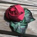 Ribbonwork Dark Cherry Red Silk Rose Pin