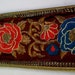 1 Yard embroidered velvet fabric trim with a flower and leaf pattern in thread