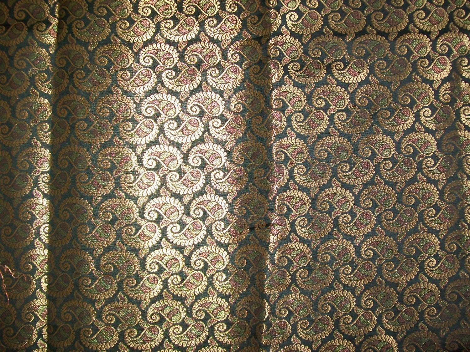 Fat quarter of Indian silk brocade fabric in black and gold