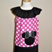 Pink Polka Dots Minnie Mouse Ruffle Neck Dress With Applique
