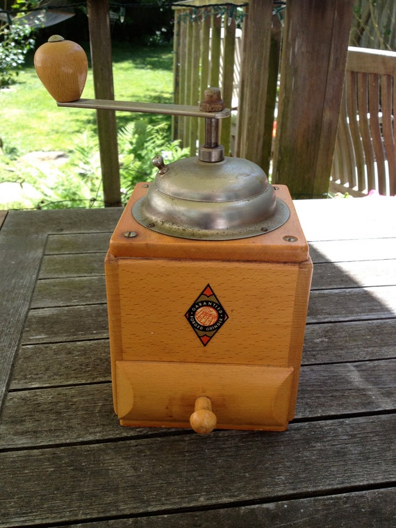 Vintage Wood Coffee Grinder Made In Western Germany